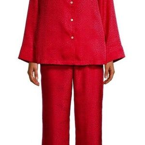 NEW! NATORI VIBRANT RED SILKY JACQUARD PAJAMAS